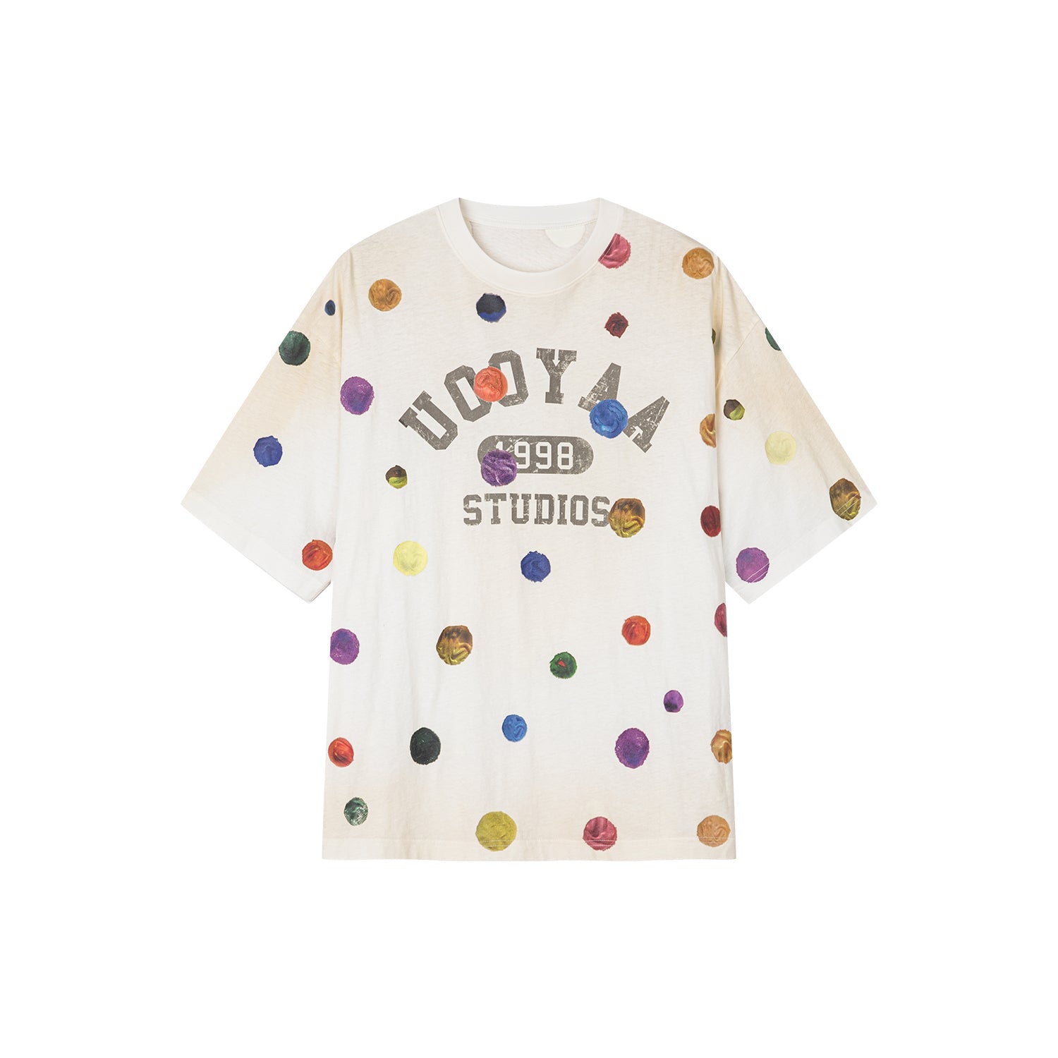 Painterly polka dot linen-cotton T-shirt