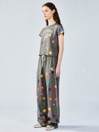 Painterly polka dot sweatpants