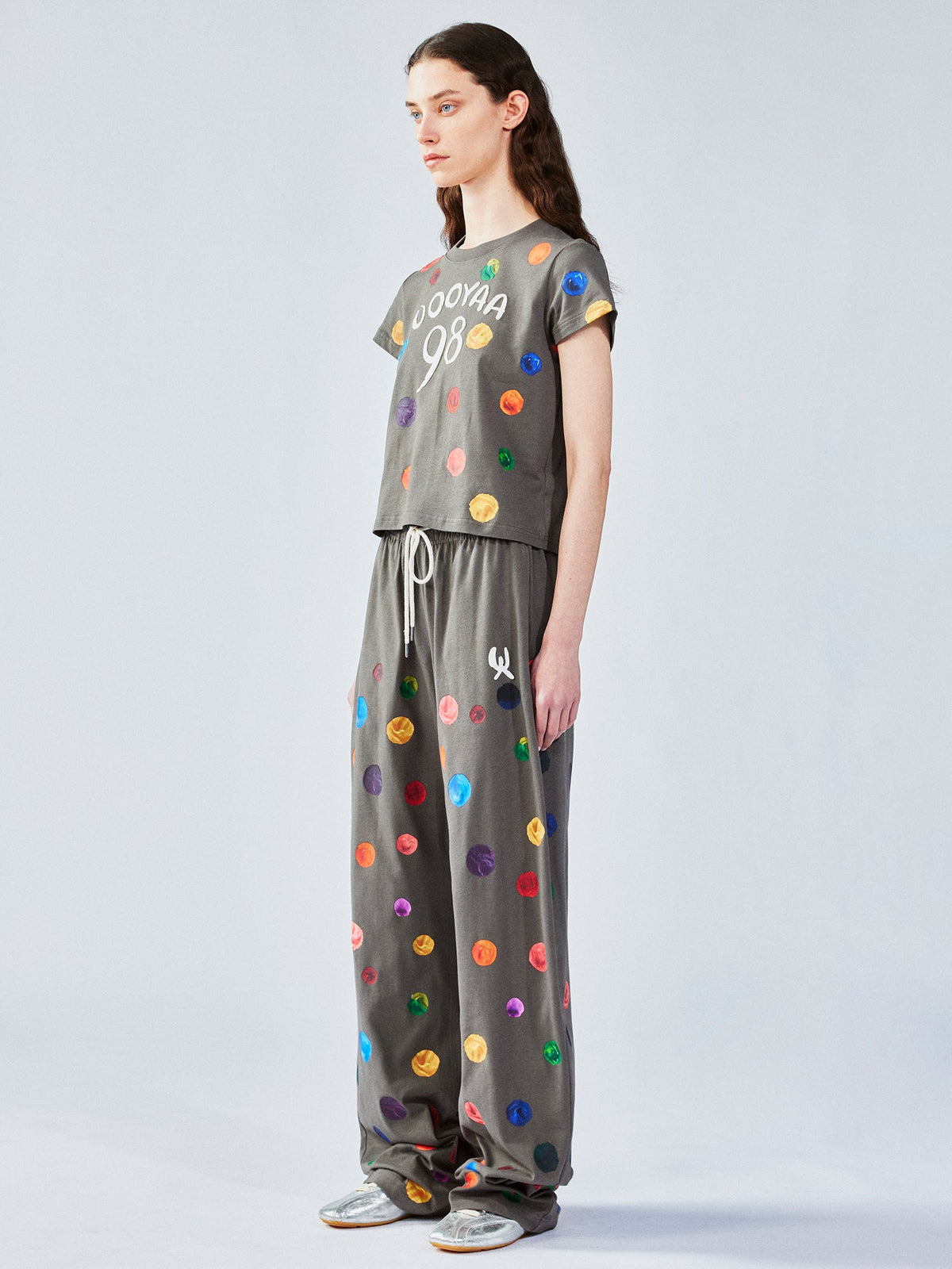 Painterly polka dot sweatpants