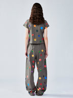 Painterly polka dot sweatpants