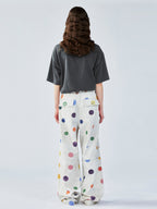 Painterly polka dot cargo pants