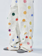Painterly polka dot cargo pants