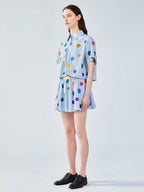 Painterly polka dot short skirt