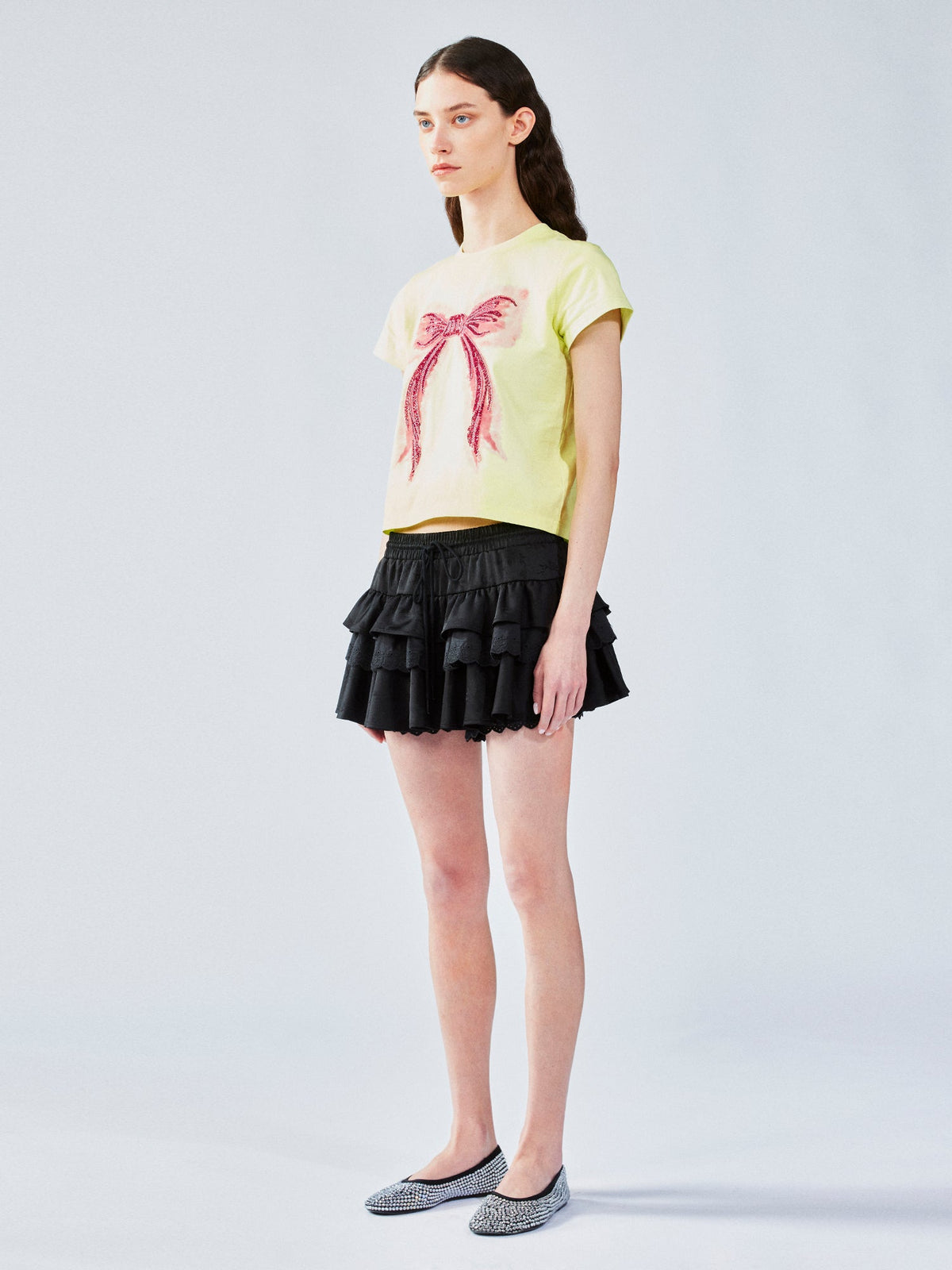 Layered jacquard tiered skirt