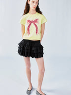 Layered jacquard tiered skirt