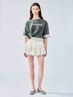 Layered jacquard tiered skirt
