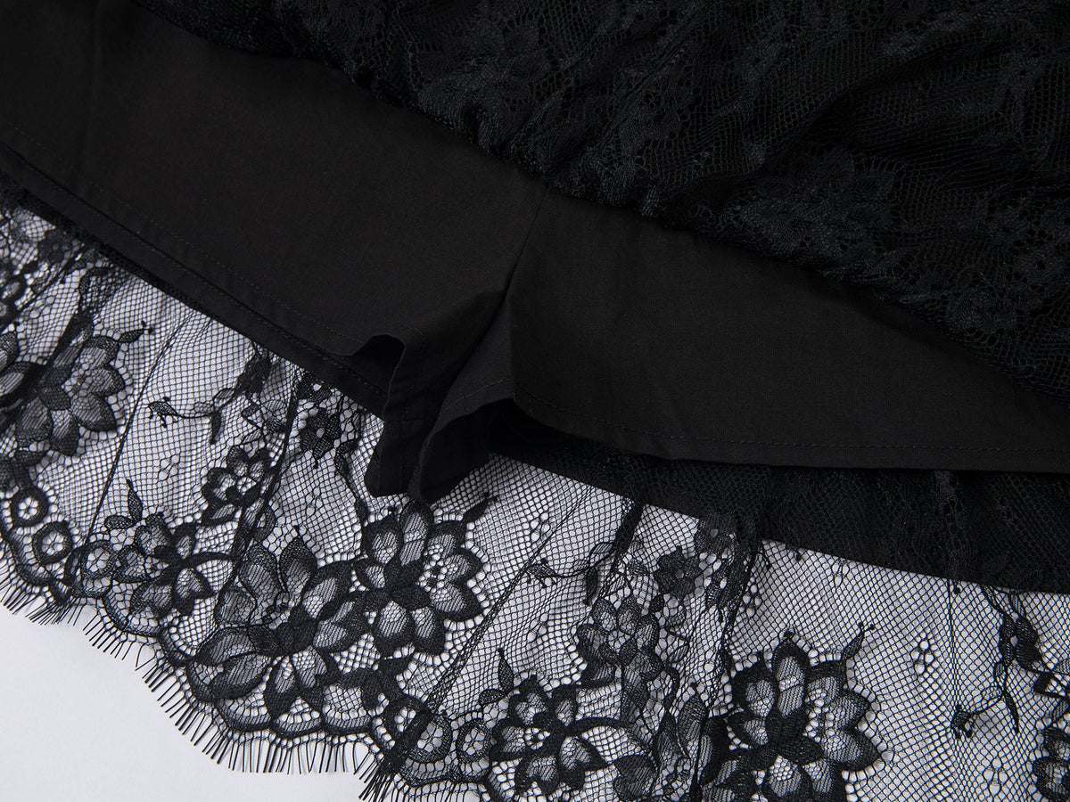 Asymmetrical lace jacquard skirt