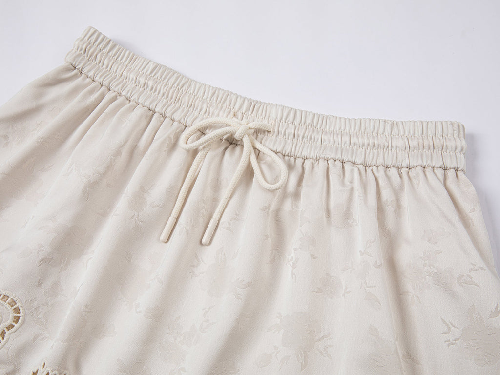 Asymmetrical lace jacquard skirt
