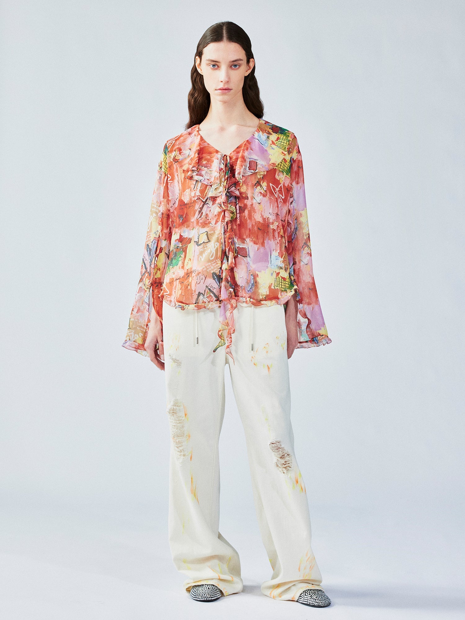 Graffiti ruffle shirt