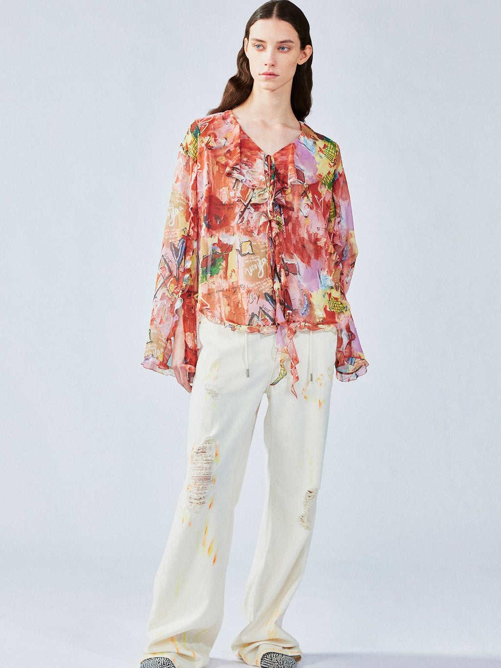 Graffiti ruffle shirt