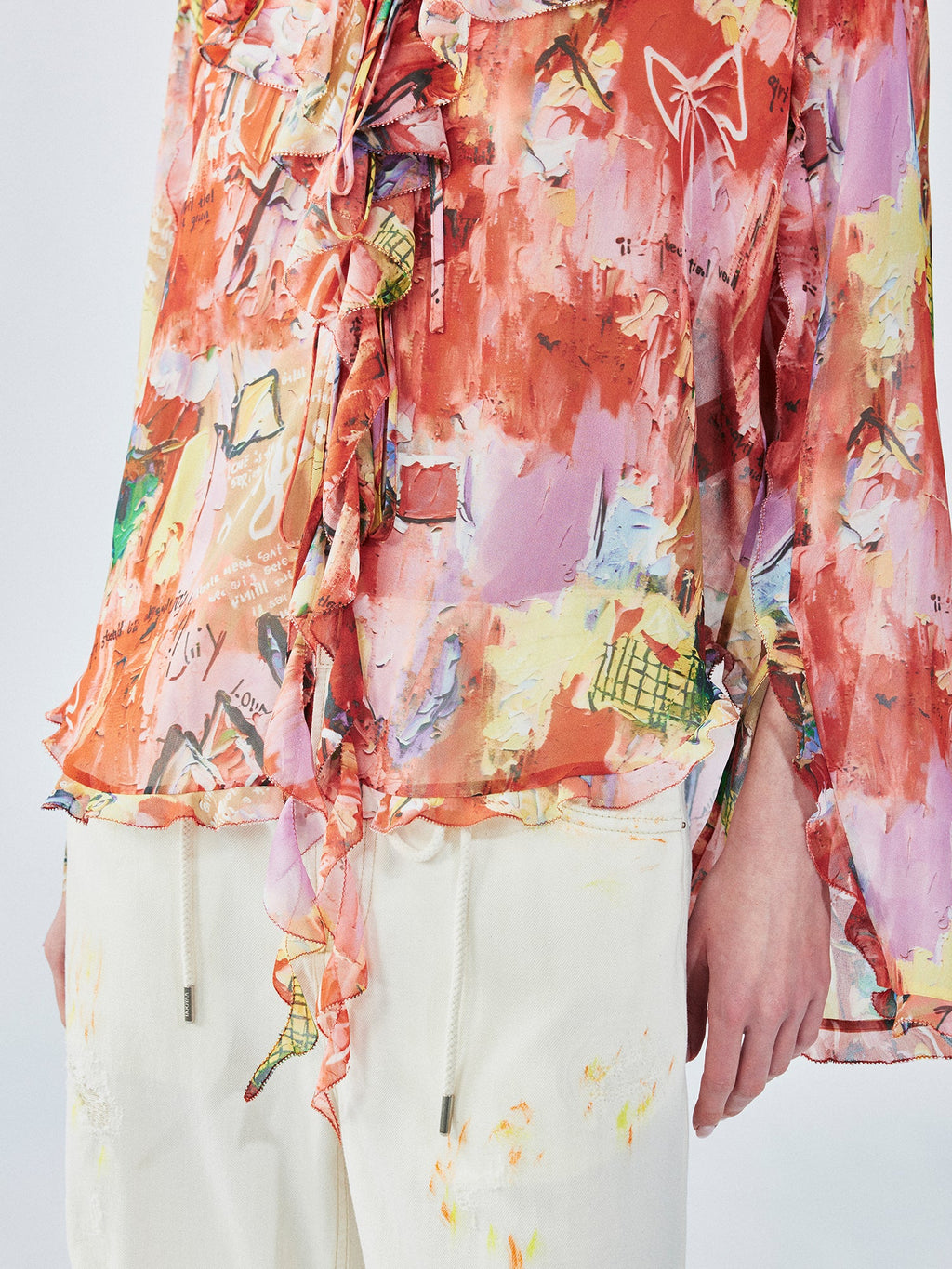 Graffiti ruffle shirt