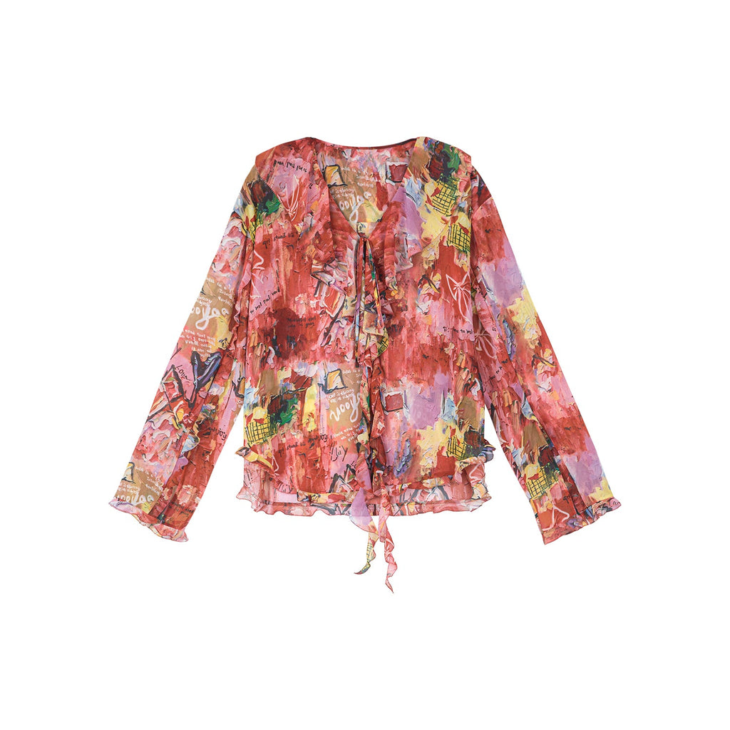 Graffiti ruffle shirt