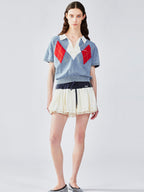 Classic argyle polo knit t-shirt