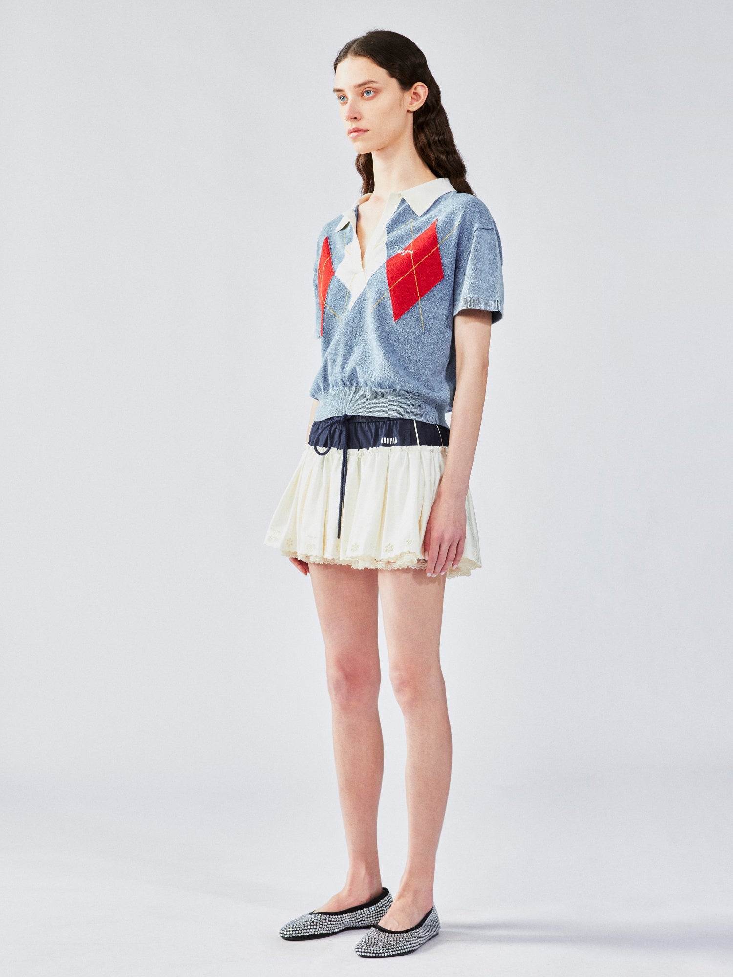 Classic argyle polo knit t-shirt