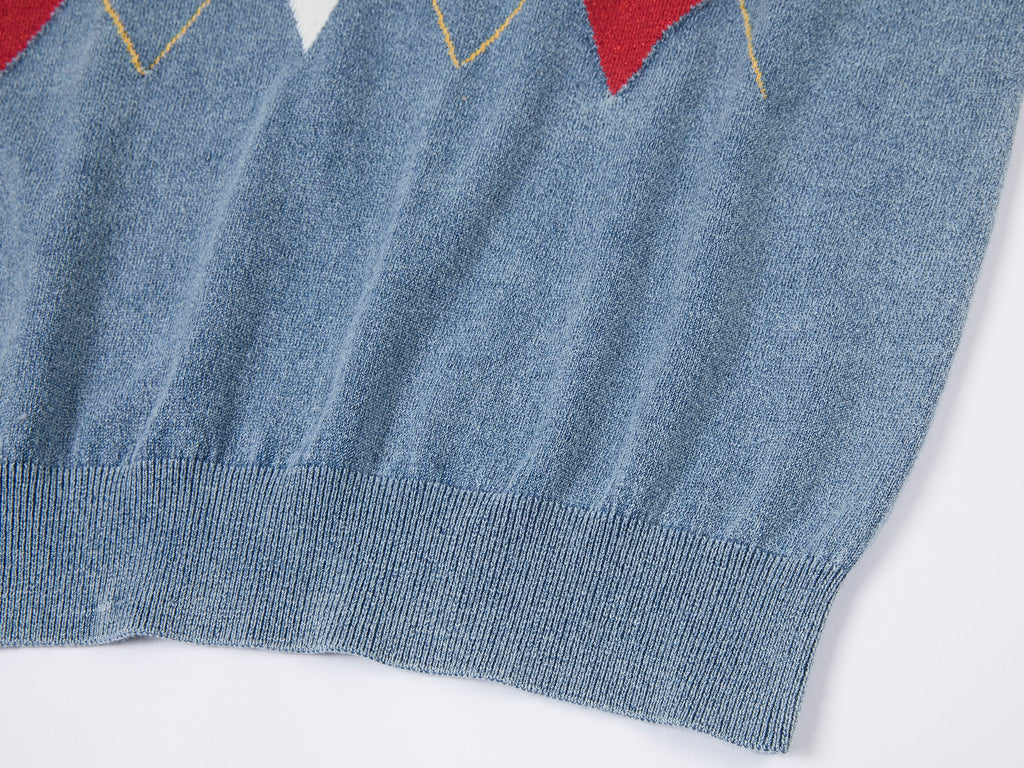 Classic argyle polo knit t-shirt