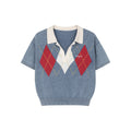 Classic argyle polo knit t-shirt