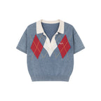Classic argyle polo knit t-shirt