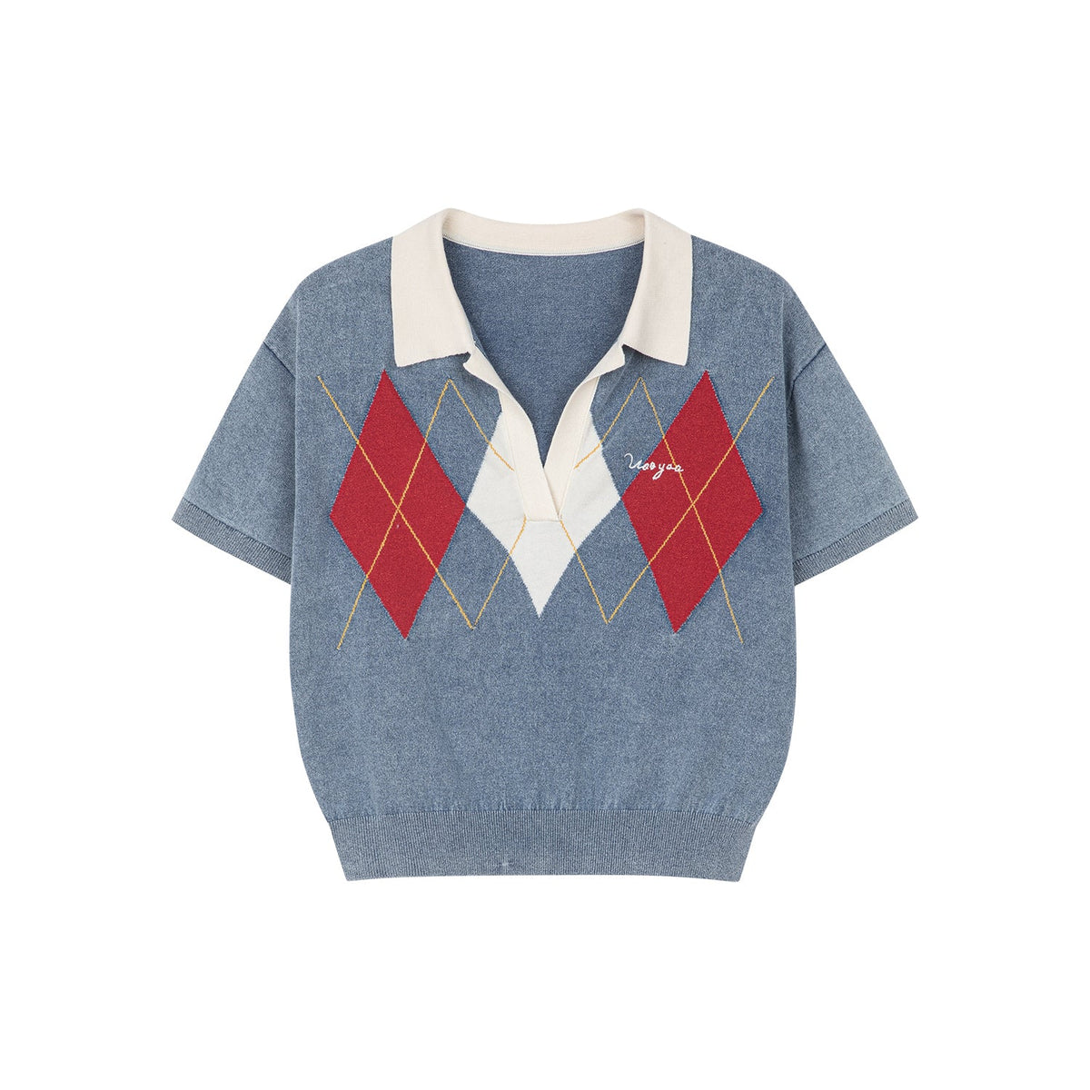 Classic argyle polo knit t-shirt