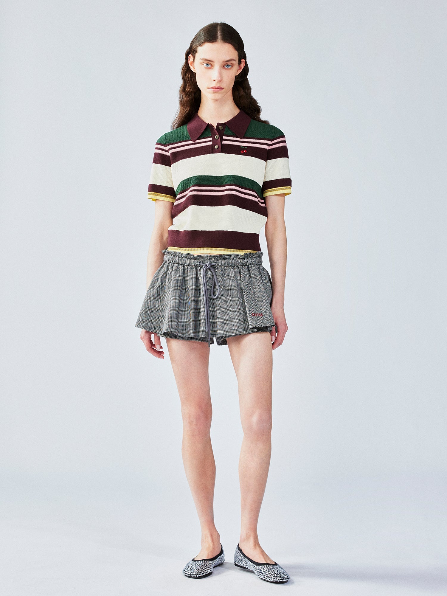 Faux-layered polo sweater t-shirt