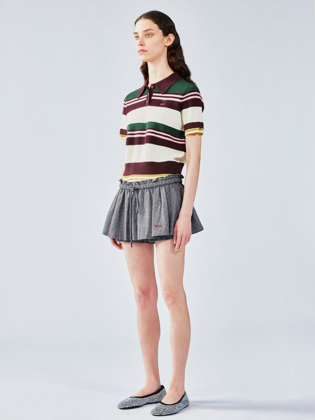 Faux-layered polo sweater t-shirt