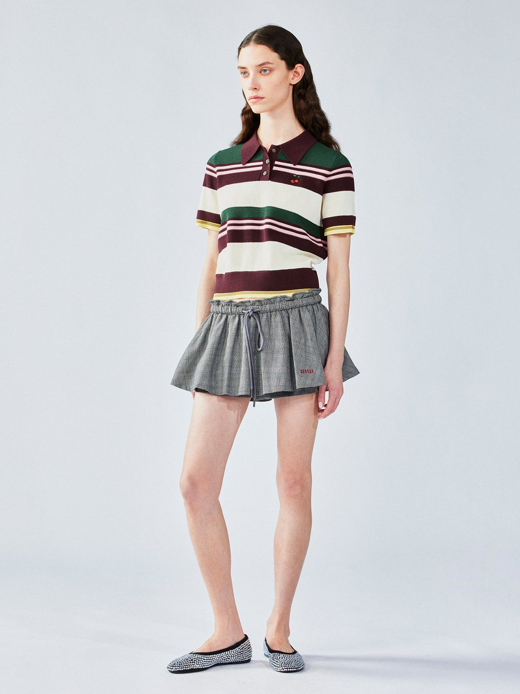 Faux-layered polo sweater t-shirt