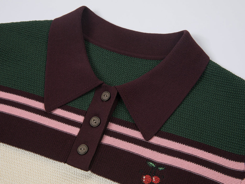 Faux-layered polo sweater t-shirt