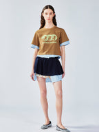 Faux-layered shirt t-shirt