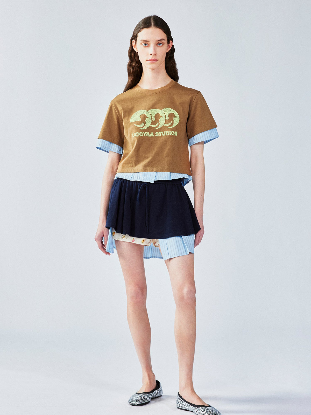 Faux-layered shirt t-shirt