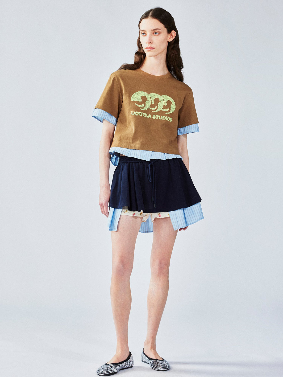 Faux-layered shirt t-shirt