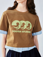 Faux-layered shirt t-shirt