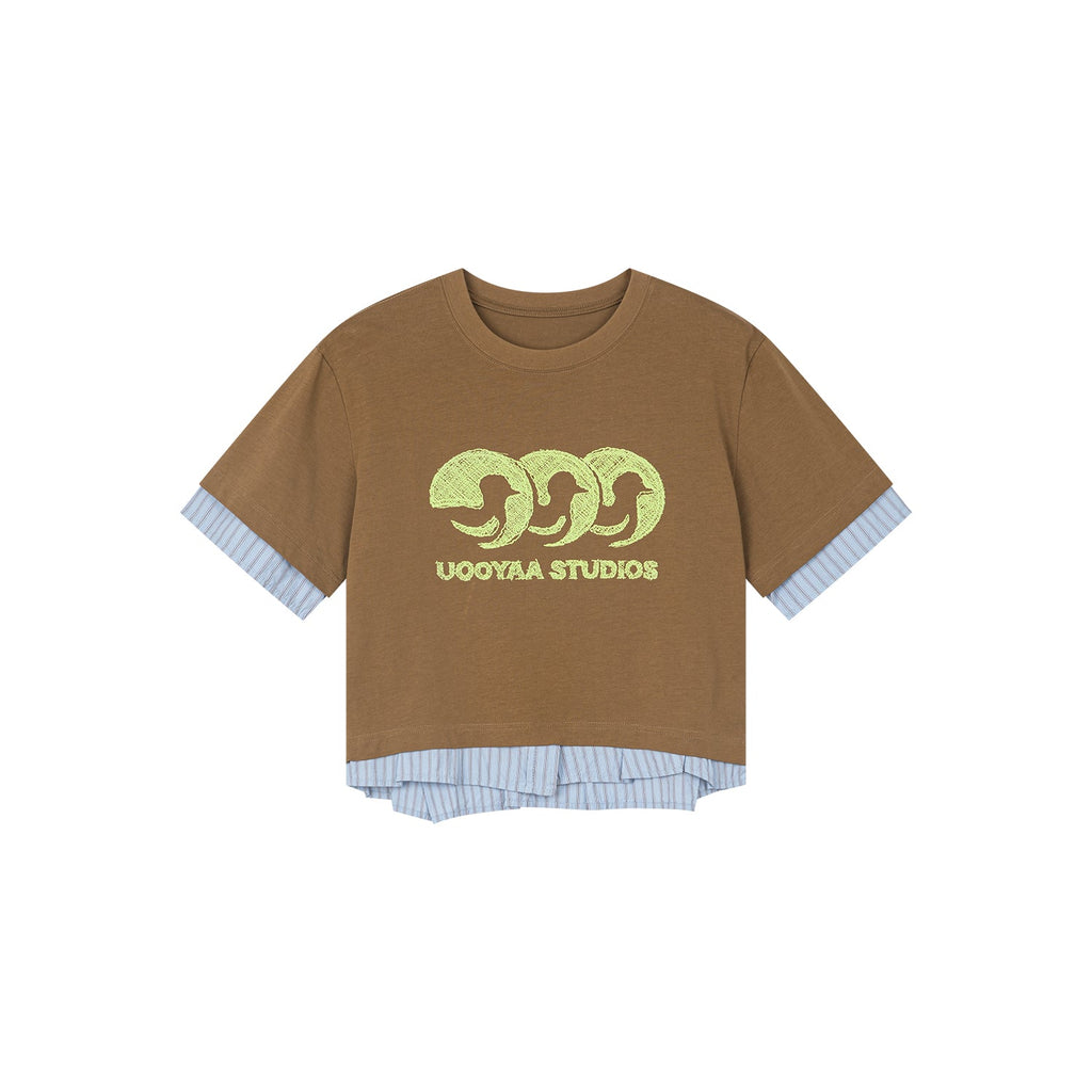 Faux-layered shirt t-shirt