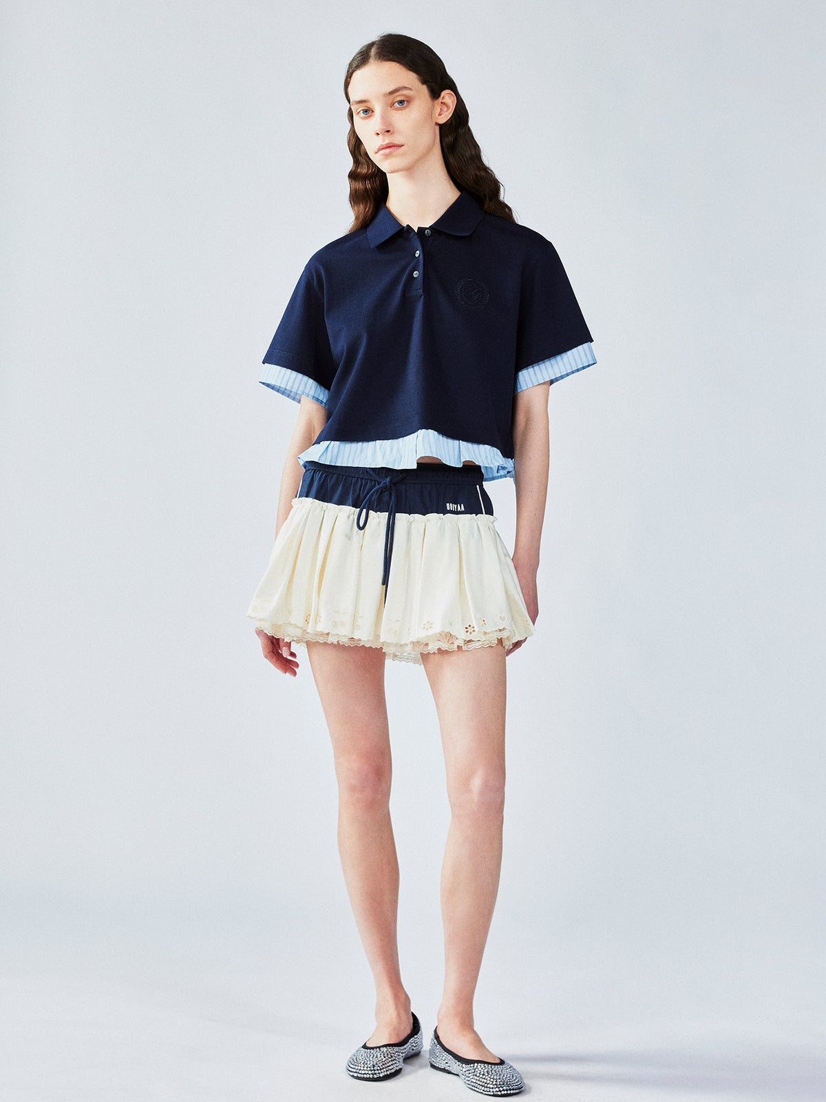 Faux-layered shirt & polo t-shirt