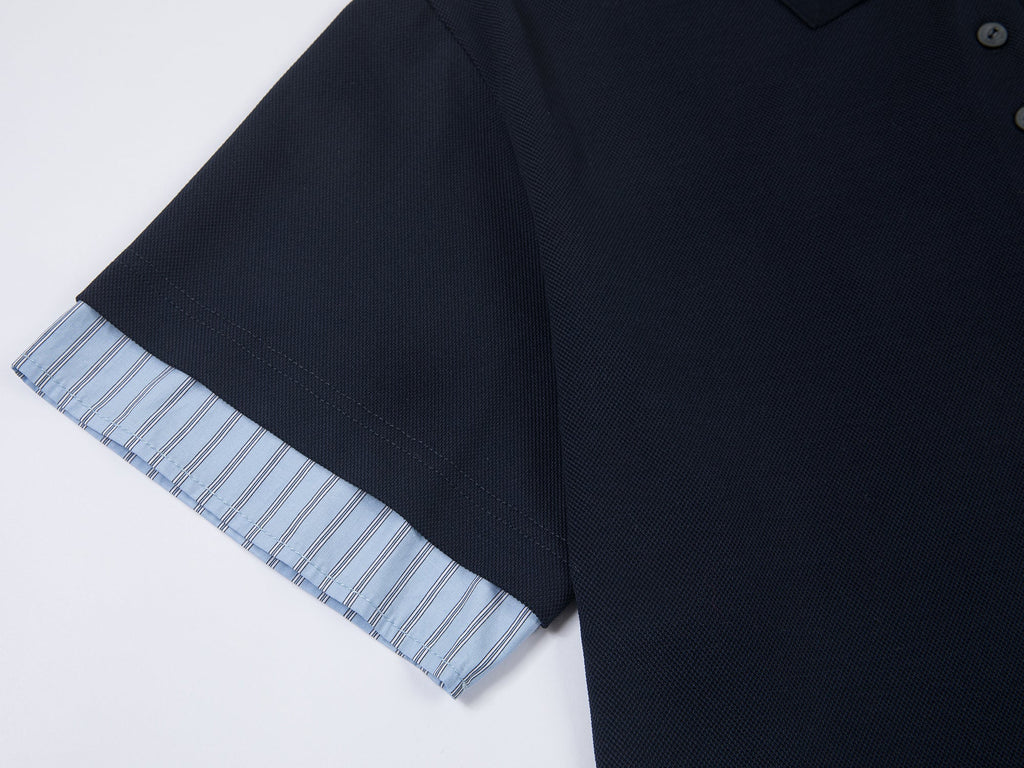 Faux-layered shirt & polo t-shirt