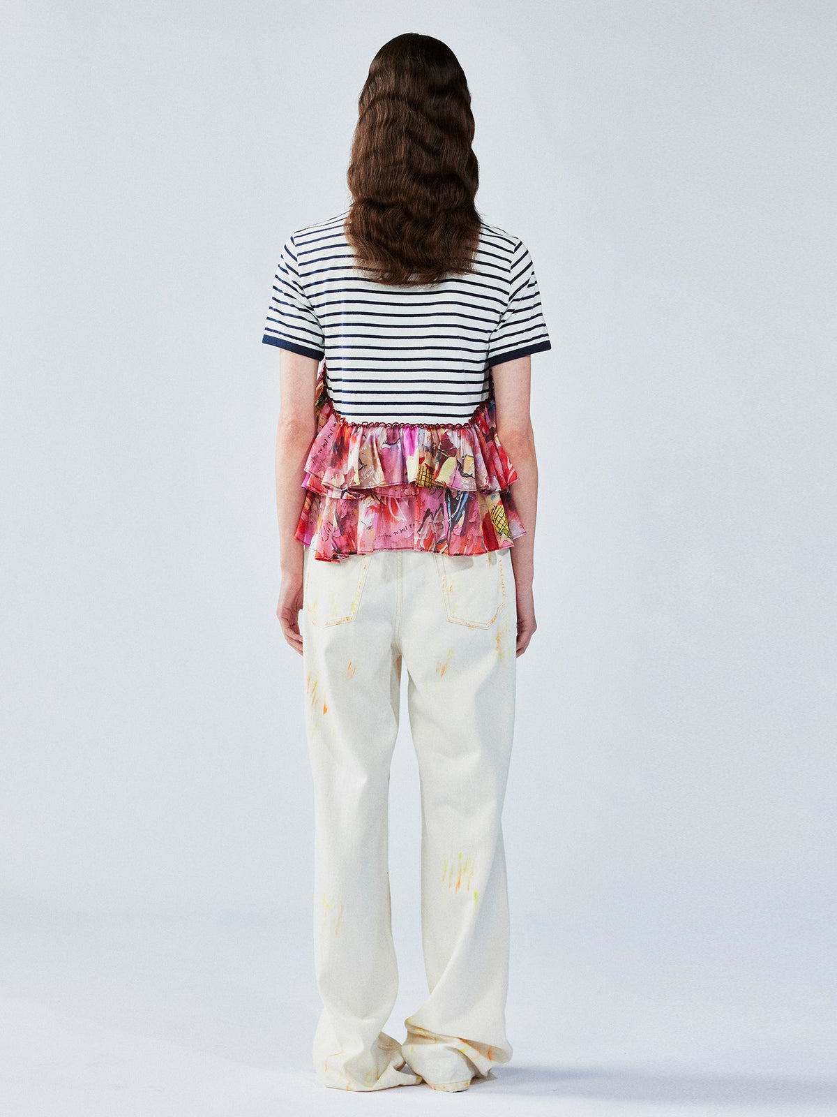 Graffiti ruffle sailor pullover