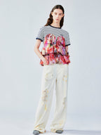 Graffiti ruffle sailor pullover