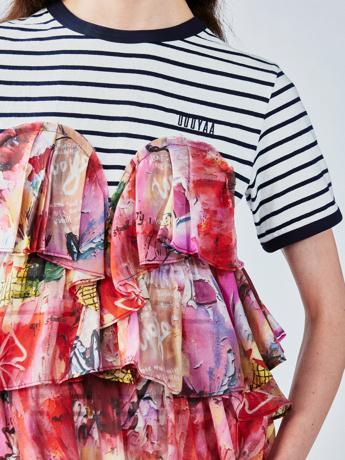 Graffiti ruffle sailor pullover