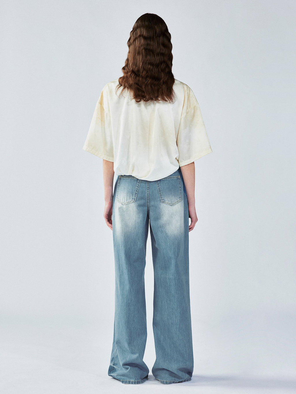 Distressed satin tulip jersey