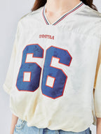 Distressed satin tulip jersey