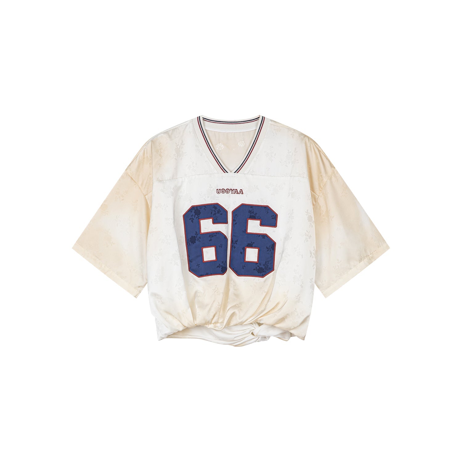 Distressed satin tulip jersey