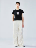 Openwork embroidered cargo pants