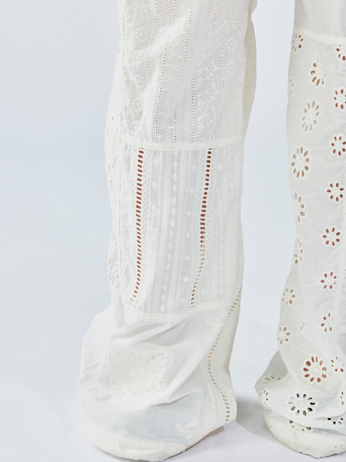 Openwork embroidered cargo pants