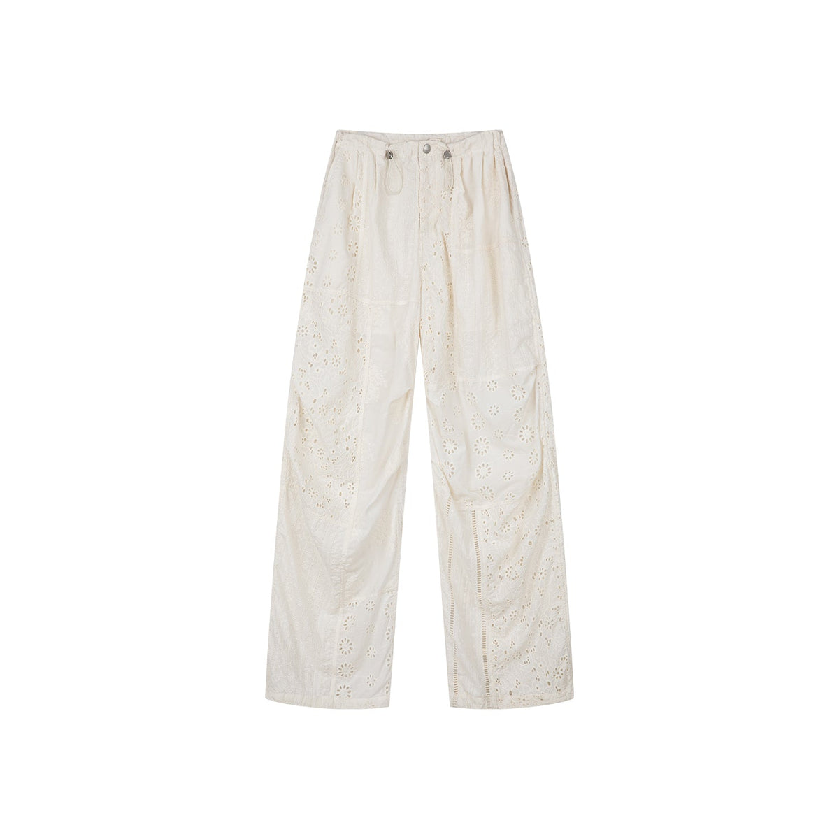 Openwork embroidered cargo pants