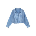 Pleated denim short skirt