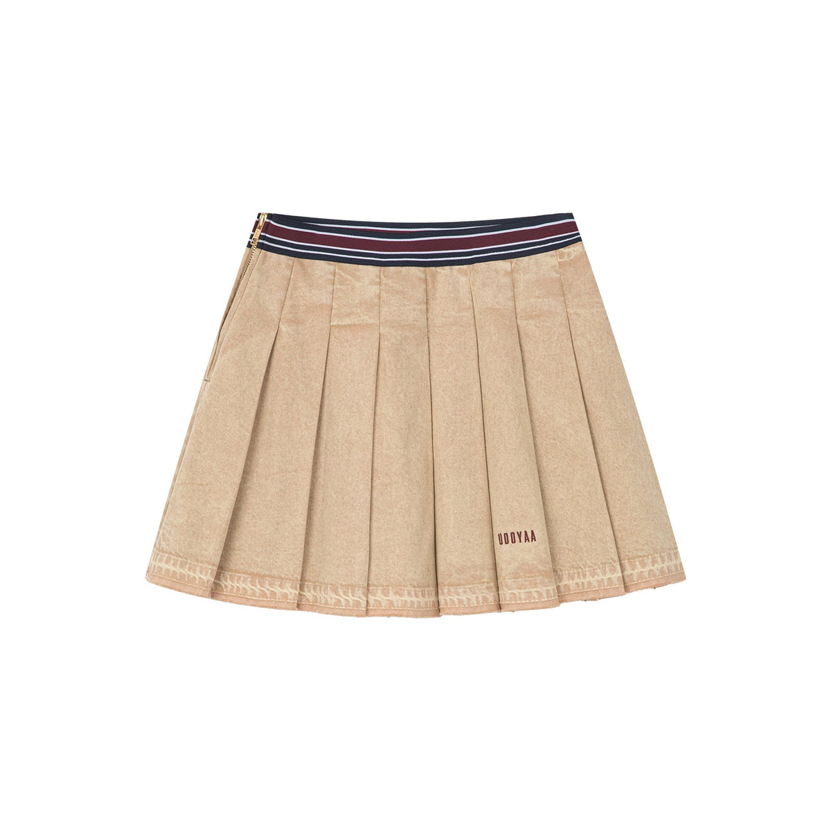 Pleated denim short skirt