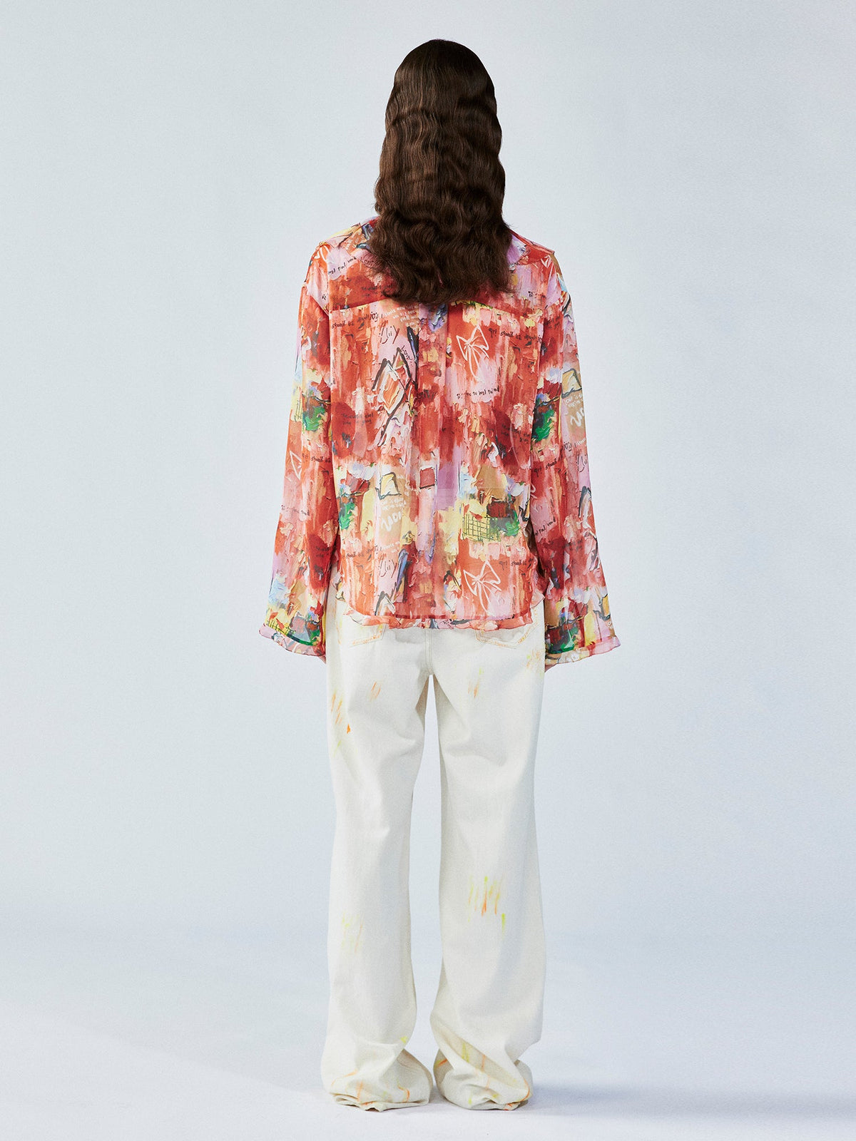 Mid-low rise faded straight jeans