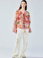 Mid-low rise faded straight jeans
