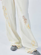 Mid-low rise faded straight jeans