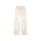 Mid-low rise faded straight jeans