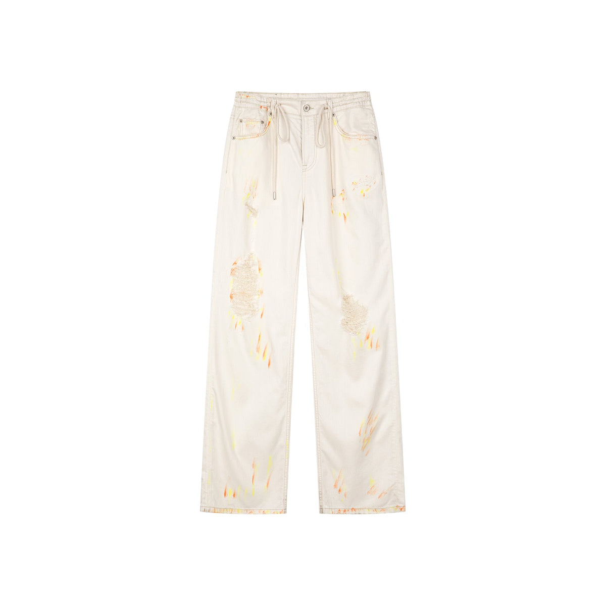 Mid-low rise faded straight jeans