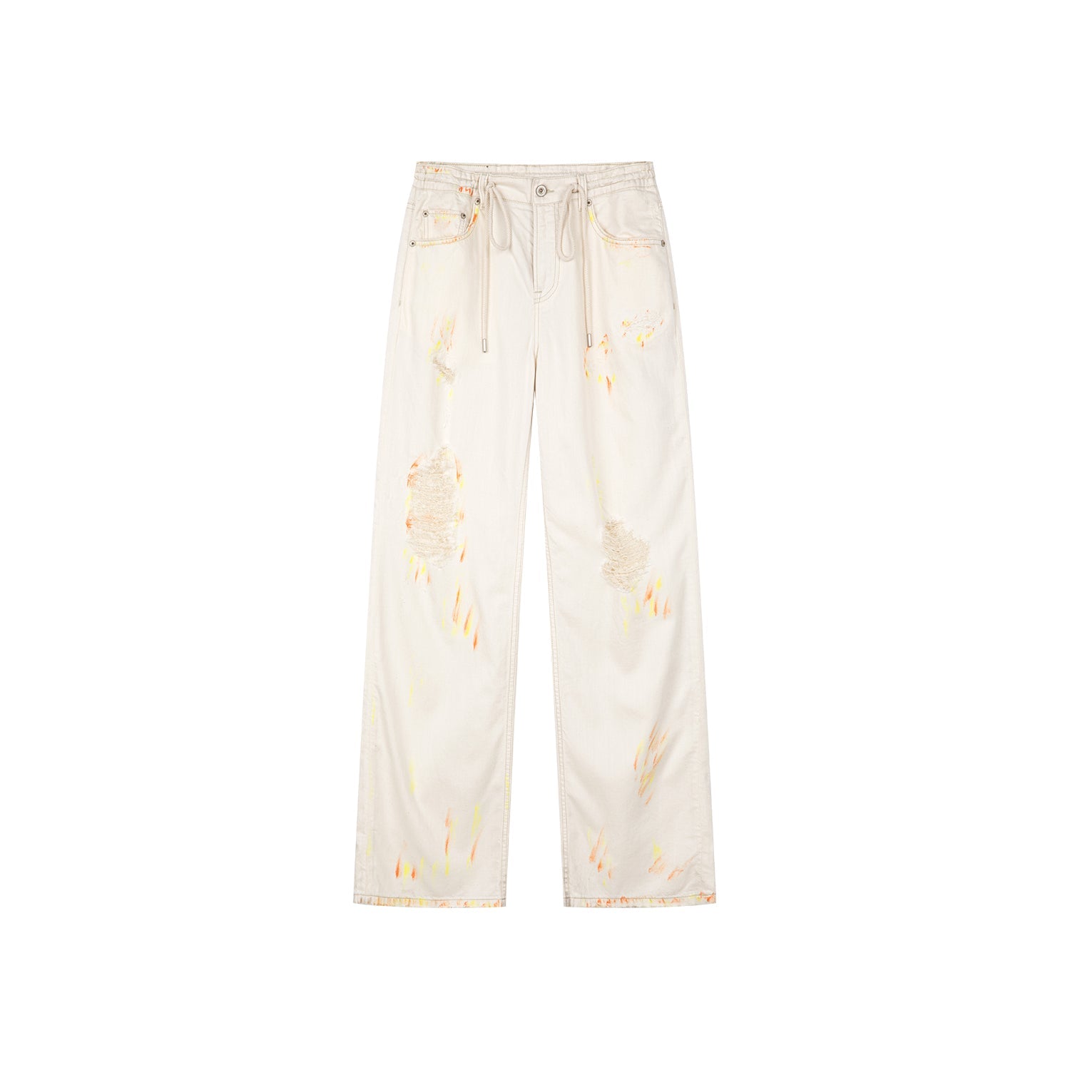 Mid-low rise faded straight jeans